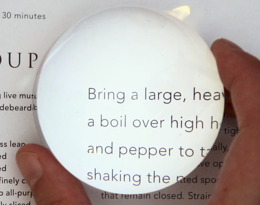 Dome magnifier on a recipe page