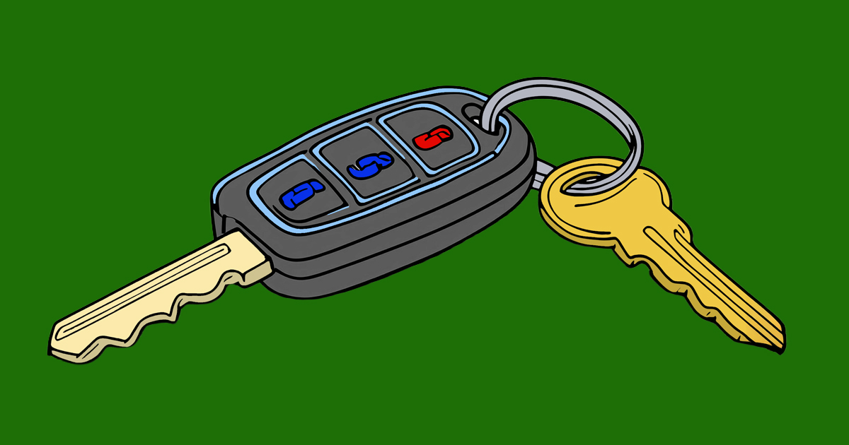 A ring with a car key and house key