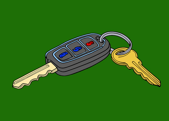A ring with a car key and house key