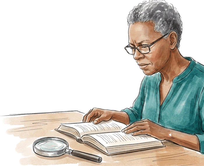 Person staring at the book