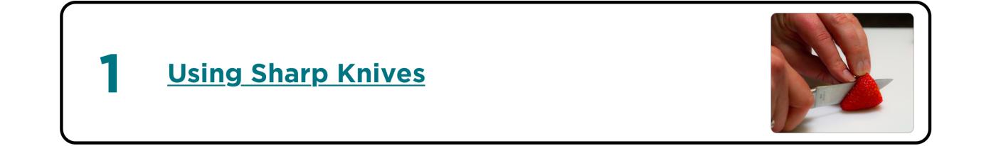 first most popular topic is Using Sharp Knives